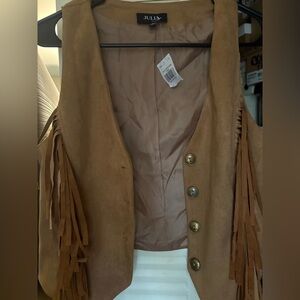 Tan Suede Fringe Vest med/large